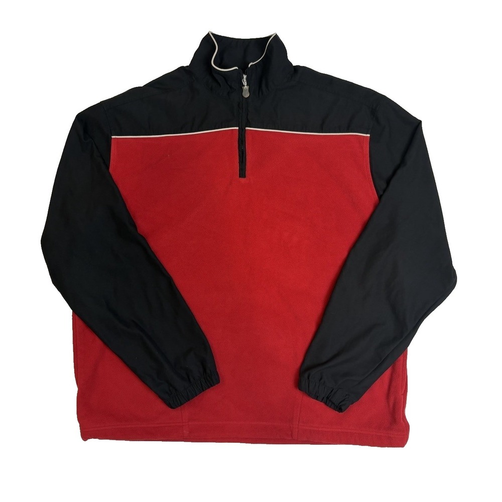 Callaway Golf Fleece Quarter Zip Sweater Jacket Red & Black Mens Large